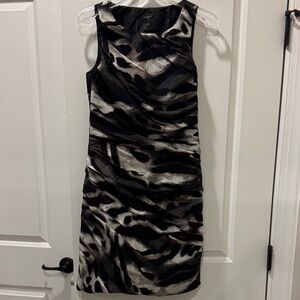Ann Taylor Black and Cream Midi Dress